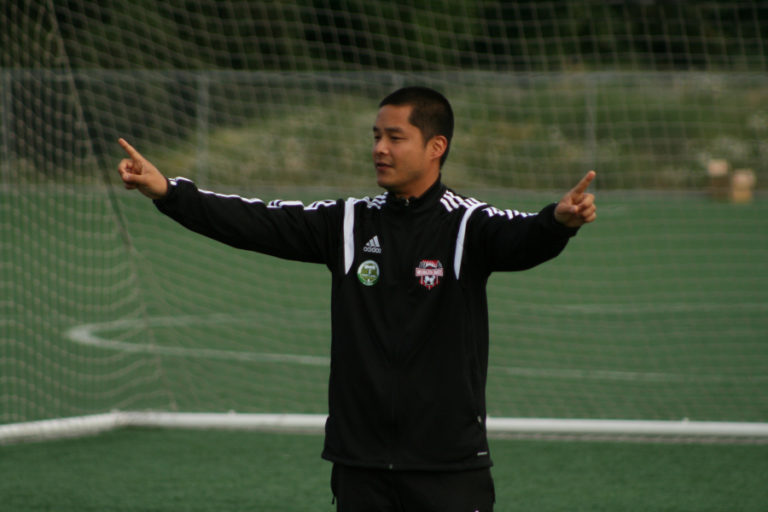 Peter Pickett coaches the Washington Timbers &#039;02 team during practice at the Harmony Sports Complex on June 8.