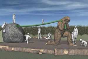 A children's natural play area that was expected to open later this year at Washougal Waterfront Park will instead be built in 2019, due to higher than expected construction bids. The play area will include a hillside slide, log steppers, xylophone, drums, willow tree tunnels, a boulder maze, log balancing beams, a climbing rope and a Sasquatch sculpture named "Eegah," at 335 S. "A" St., Washougal. (Contributed by Greenworks, P.C.)