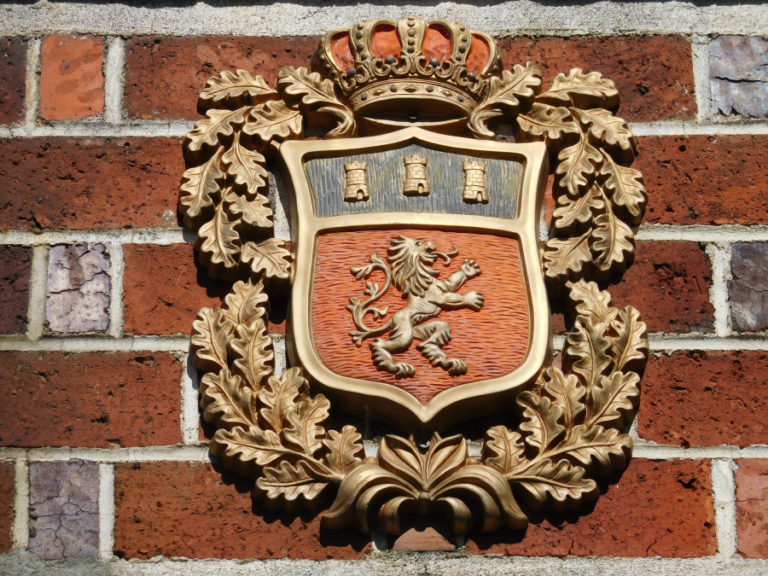 A coat of arms is located on the historic Blair Building in downtown Washougal. The artwork was already on the building when Bruce and Heidi Kramer purchased the two-story structure 12 years ago.