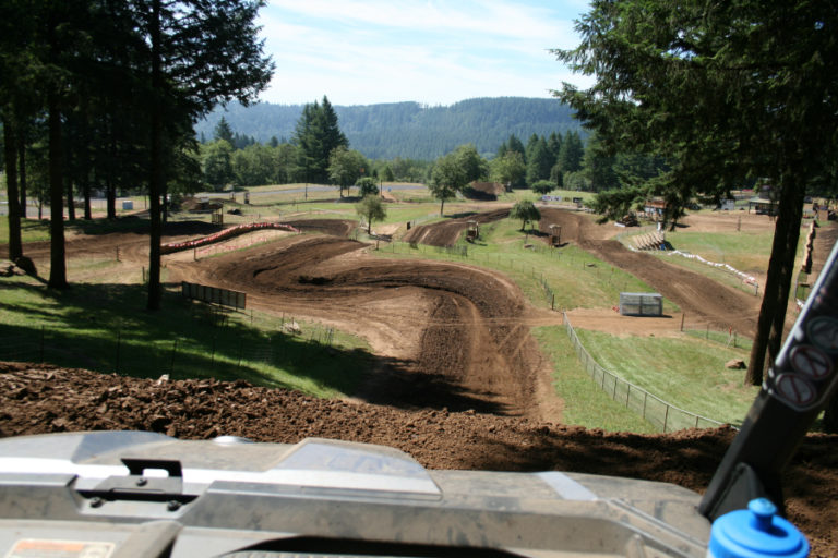 Washougal Motocross Park manager Ryan Huffman takes an ATV down the park&#039;s biggest jump as he checks out the track conditions.