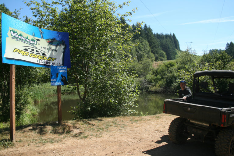 The Washougal Motocross Park has a fishing hole for children.