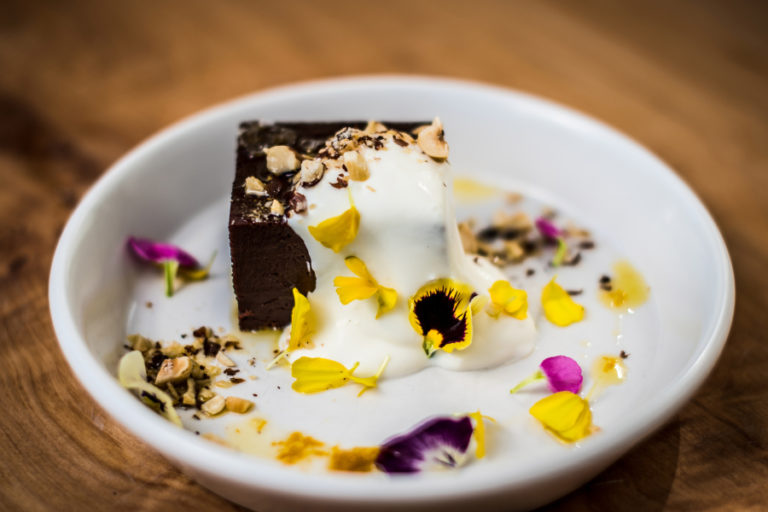 Dessert options at Hey Jack restaurant include hearth baked Valrhona ganache with cr?me fraiche and hazelnuts (pictured) and lemon curd with meringue parfait and cr?me anglais. Hey Jack, located at 401 N.E. Fourth Ave., in downtown Camas, also has dessert wines.
