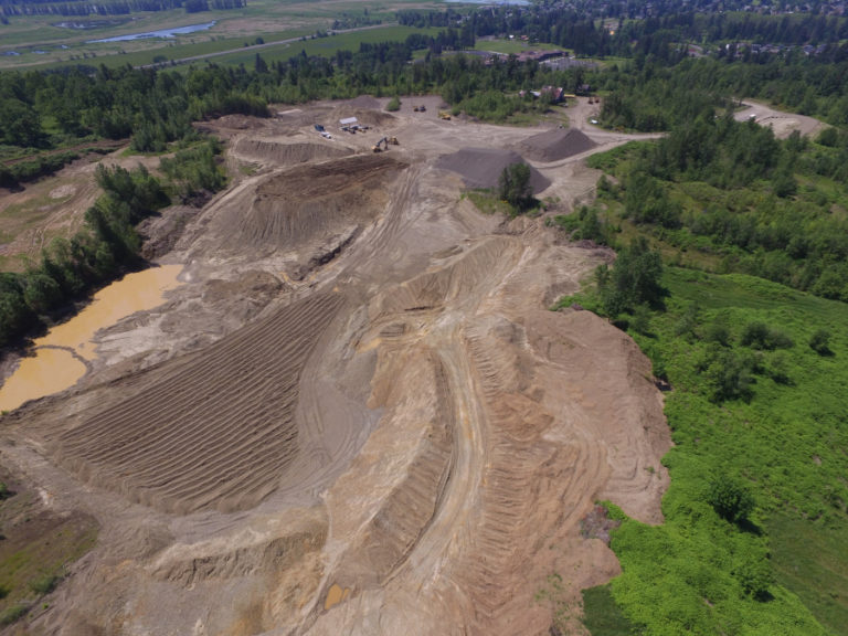 An ariel view of the Washougal rock pit, located off Southeast 356th Avenue in the Columbia River Gorge National Scenic Area.