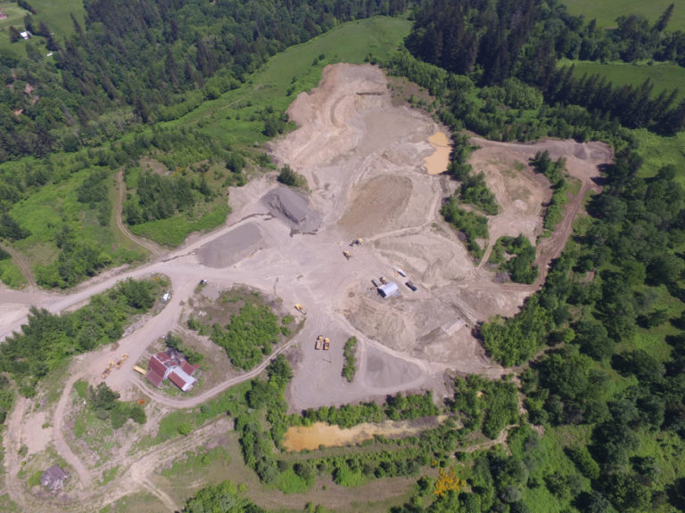 An aerial view of the Washougal rock pit, located off Southeast 356th Avenue in the Columbia River Gorge National Scenic Area.