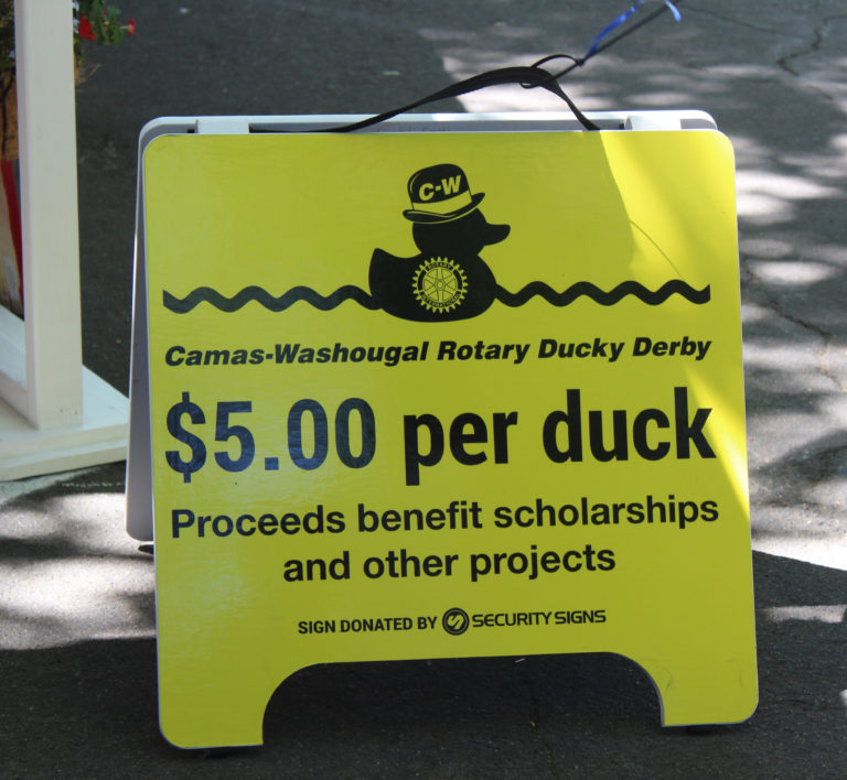 Did you adopt your duck for the 2018 Ducky Derby fundraiser on Sunday, July 29? Ducks are going fast, so check out the Camas-Washougal Rotary booth today, Friday, July 27, on Northeast Fourth Avenue, across from the Post-Record newspaper office, in downtown Camas.