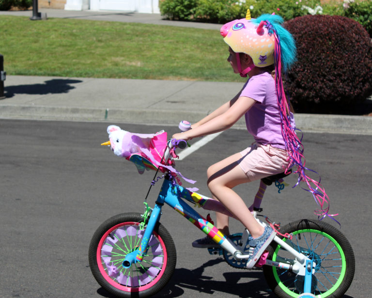 A bicyclist in the 2018 Camas Days Kids Parade on Friday, July 27.