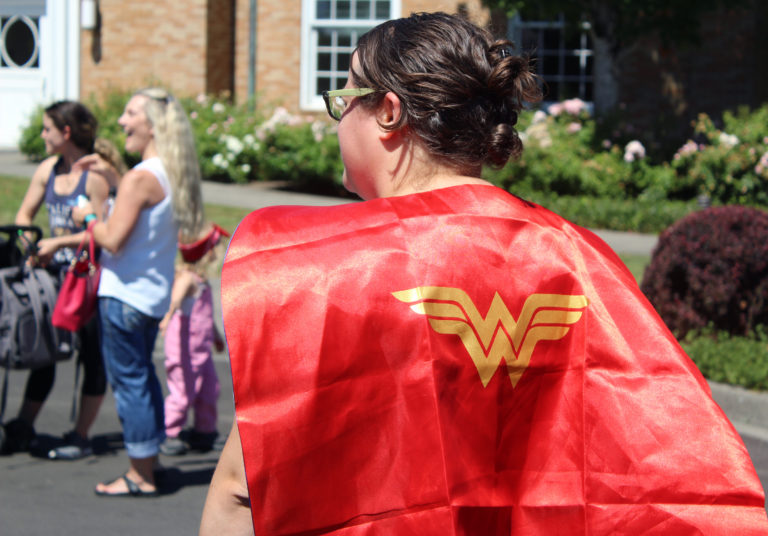 A Wonder Woman fan walks in the annual Camas Days Kids Parade on Friday, July 27, in downtown Camas.