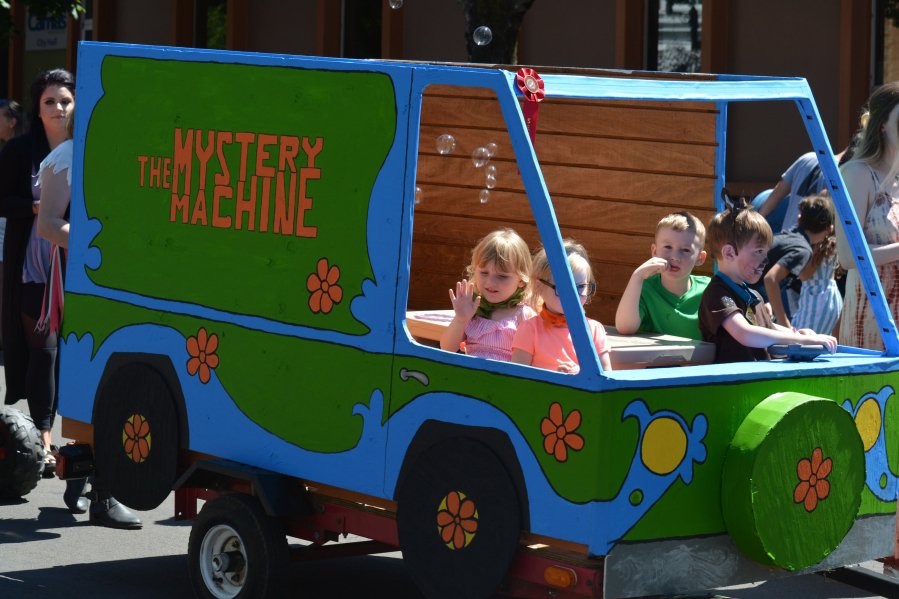 The Mystery Machine took second place in the non-motorized float, bike or wagon contest during the 2018 Camas Days Kids Parade, Friday, July 27. (Contributed photo courtesy of Krista Bashaw)