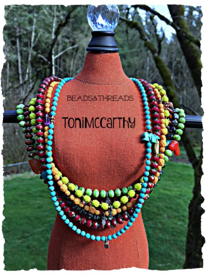 Bold, bright necklaces by Camas artist Toni McCarthy.