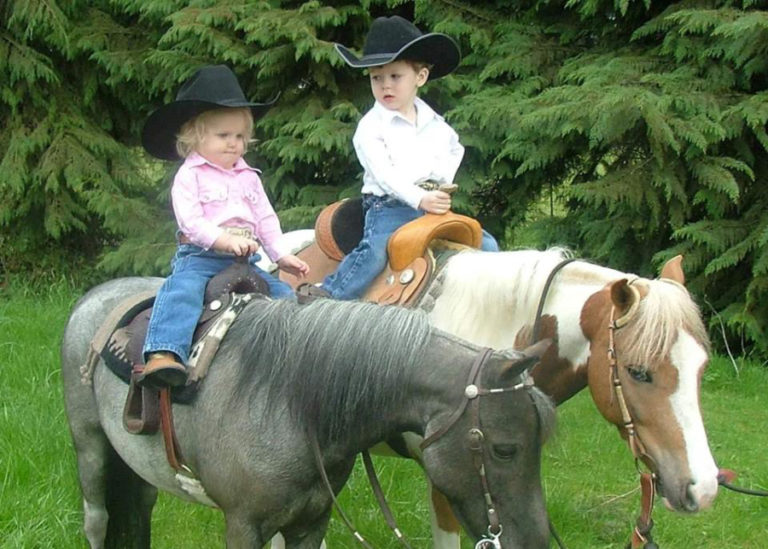 The Wheeler children, Aubrie, at 2, and Wyatt, at 3, compete at their first-ever horse show in 2012.
