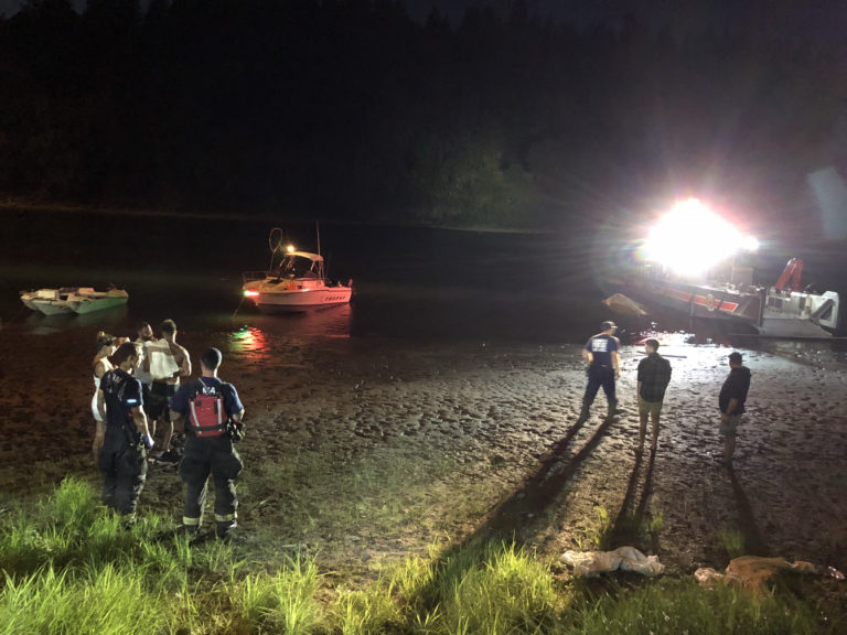 (Contributed photo is provided courtesy of the Camas-Washougal Fire Department.)
Crews from the Camas-Washougal Fire Department respond to a boat collision beneath the Camas slough bridge Sunday, Sept. 2, after 7:36 p.m.  Natalia Zelenko, 41, of Gladstone, Ore., a passenger in one of the boats, was pronounced dead at the scene.