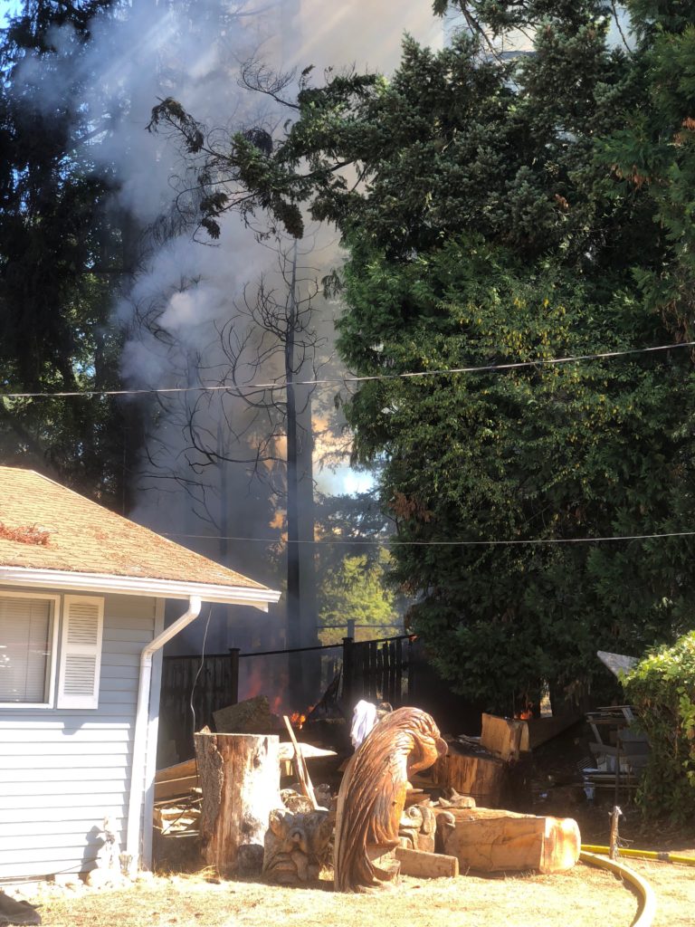 Camas-Washougal firefighters found an outbuilding fully engulfed and 