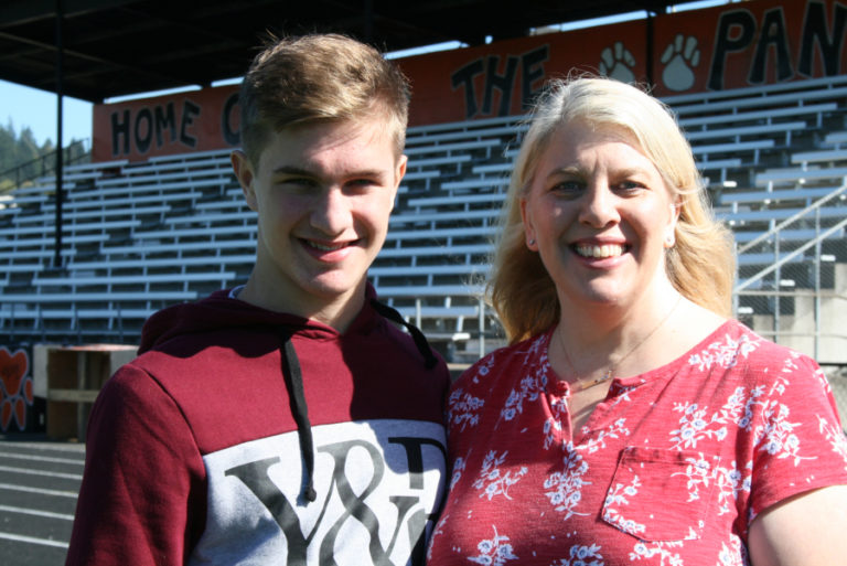 Panther running back Peter Boylan (left) has been homeschooled by his mother Diane (right) his entire life.