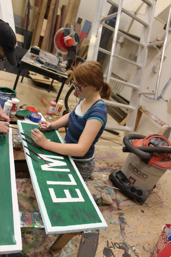 Washougal High freshman Brooke Staples, 14, works on a prop for the &quot;Nightmare on Elm Street&quot; portion of the &quot;Screen Screams&quot; haunted house.