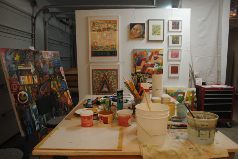 Paul Solevad&#039;s Camas studio in his garage.