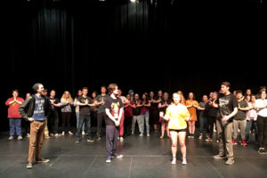 The cast of Washougal High School's 'Mamma Mia!' rehearses. The production opens this week for eight performances. (Photo contributed courtesy of Kelly Gregersen)