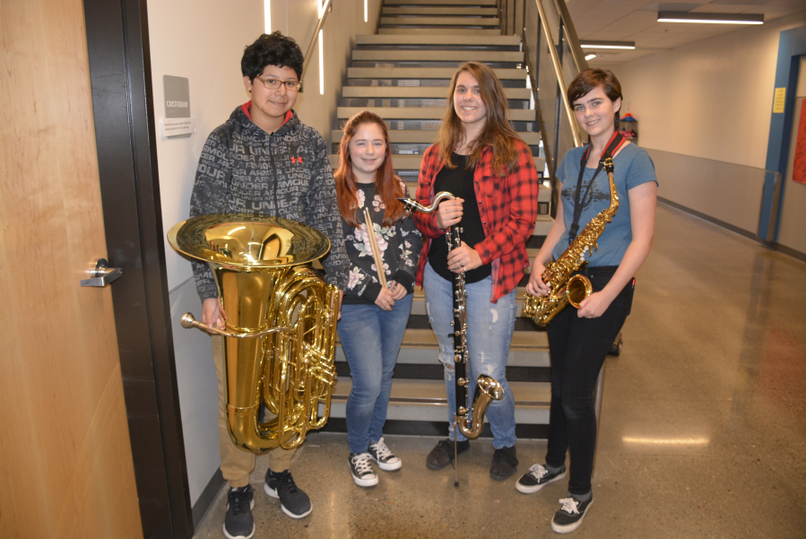Jemtegaard Middle School members of the North County Honors Band, pictured left to right, are: Emanuel Picho, Stella Van Horn, Zoe Hill and Jessica Nute.