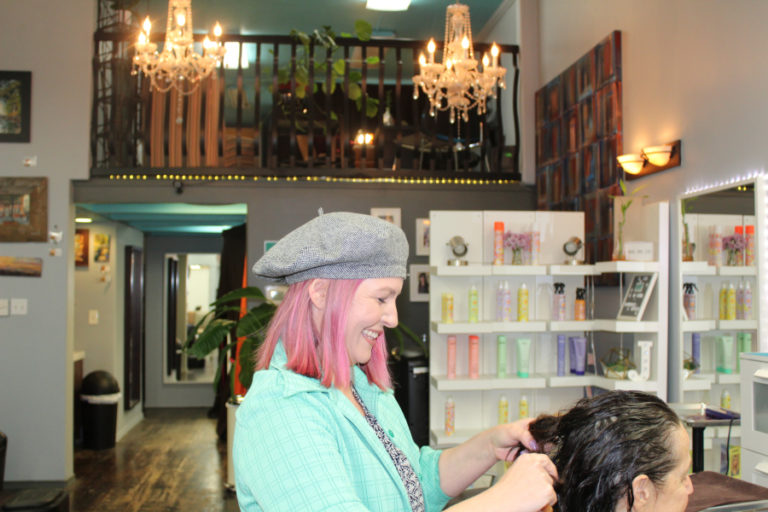 Stylist Nichole Stewart works on a client&#039;s hair at Nico Bella Salon, Nov. 15. The salon will join other downtown Camas businesses on Friday, Nov. 23, and Saturday, Nov.