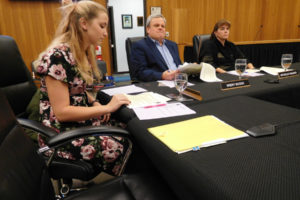 Washougal High School (WHS) junior Lauren Boyles (left) listens to a presentation during the Nov. 13 Washougal City Council workshop. WHS administrators recent chose Boyles to serve as a city council student representative.