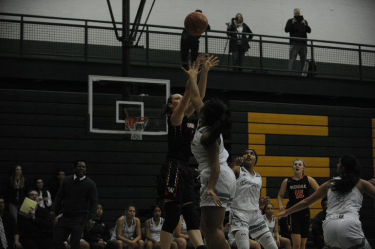 The Panthers leading scorer Beyonce Bea rises for a long distance jumper against Evergreen High School on Nov.