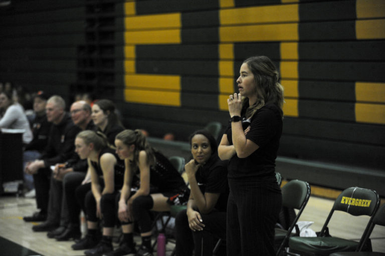 Washougal&#039;s second-year head coach Brittany Knox (right) was happy with the defensive effort in the win against Evergreen, but said the team&#039;s hard work is just getting started this season.