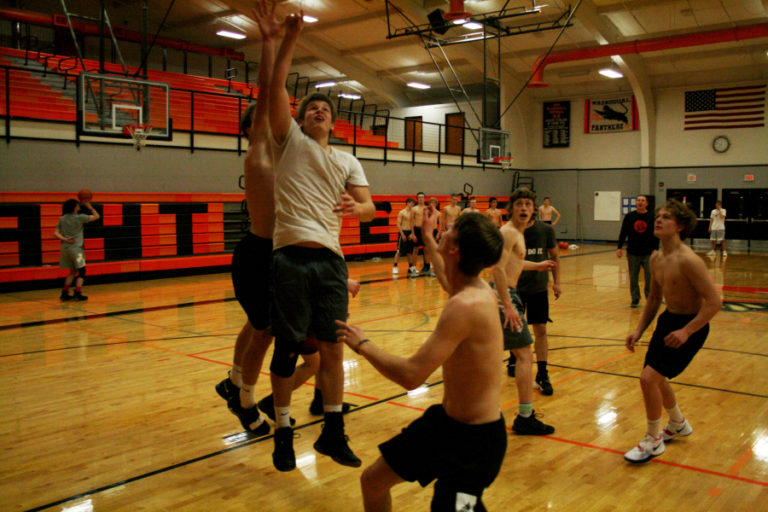 Junior Jakob Davis displays his athleticism in practice.