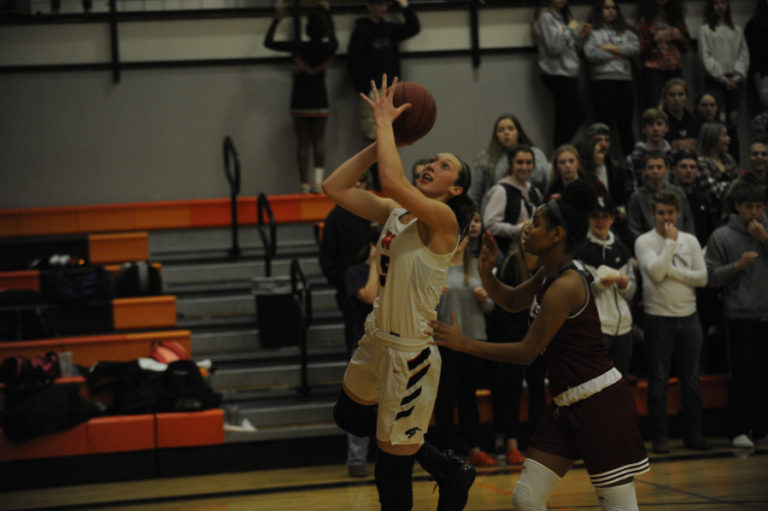 Washougal senior Beyonce Bea drives to the basket against the W.F. West Bearcats on the Panthers&#039; home floor, on Nov.