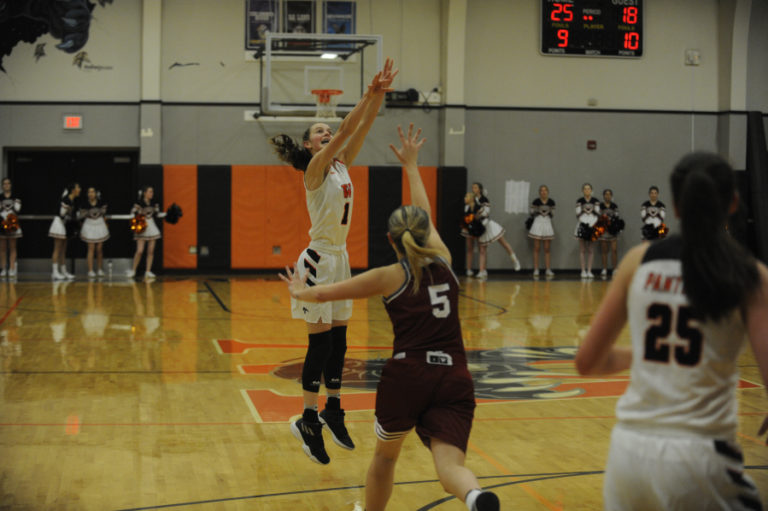 Freshman Jaidan Bea nails one of her three, 3-pointers at a Nov. 30 game against 2A state champs, W.F.