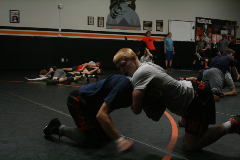 Junior Scott Lees works on his technique.