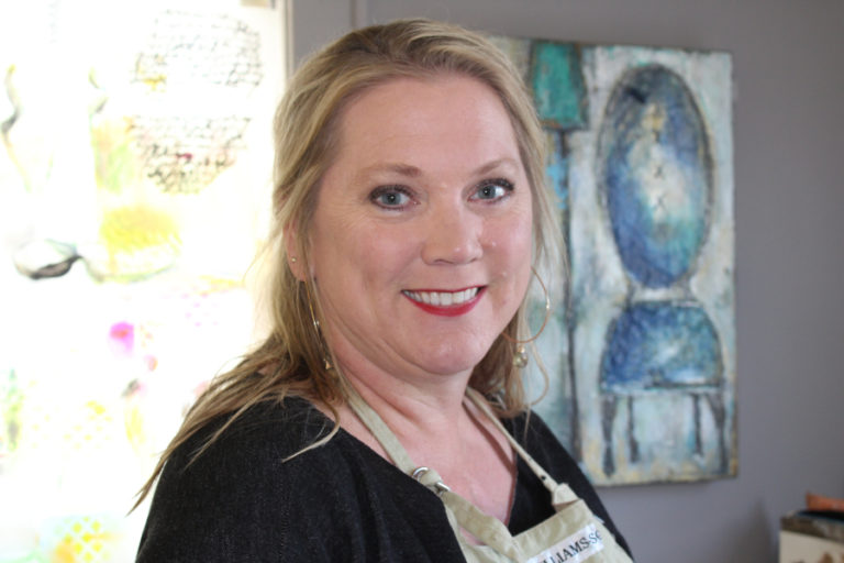 Heidi Jo Curley stands in her new art studio, located above Arktana shoe store in downtown Camas, on Northeast Fourth Avenue.