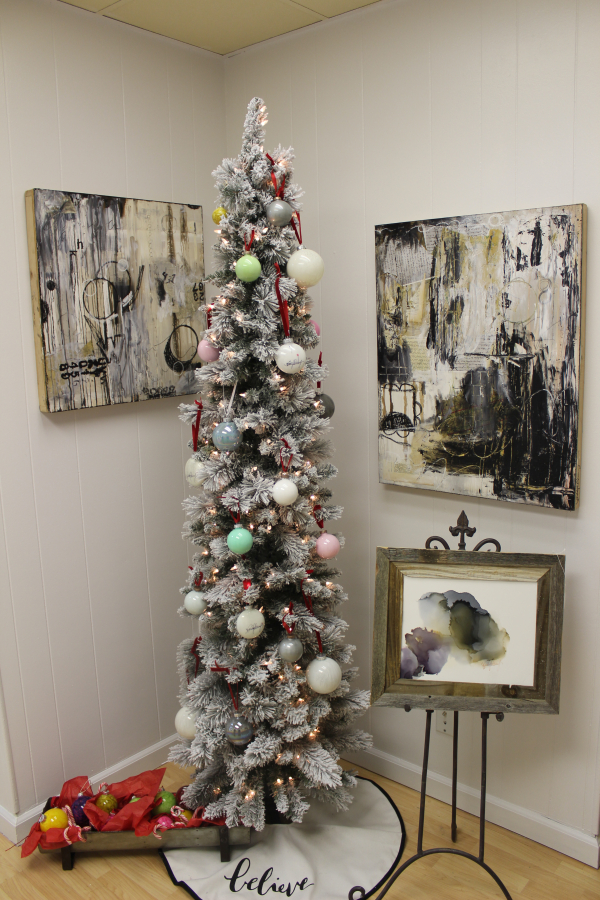 Christmas decorations adorn Camas artist Heidi Jo Curley&#039;s new studio space in downtown Camas.