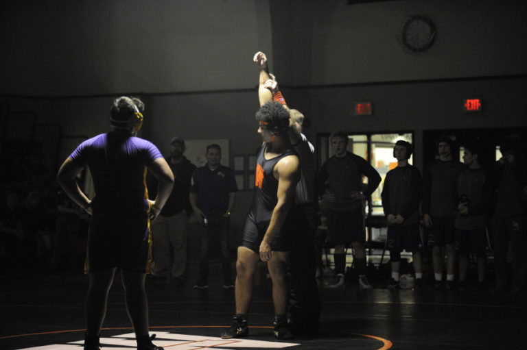 Washougal&#039;s Xander Romo wins by fall in the 285 pound division against Caeden Craig from Columbia River High School.