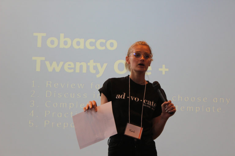 Ridgefield High senior Madison &quot;Madi&quot; Langer, 17, a youth ambassador for the national Campaign for Tobacco-Free Kids, speaks to her peers at a Dec.