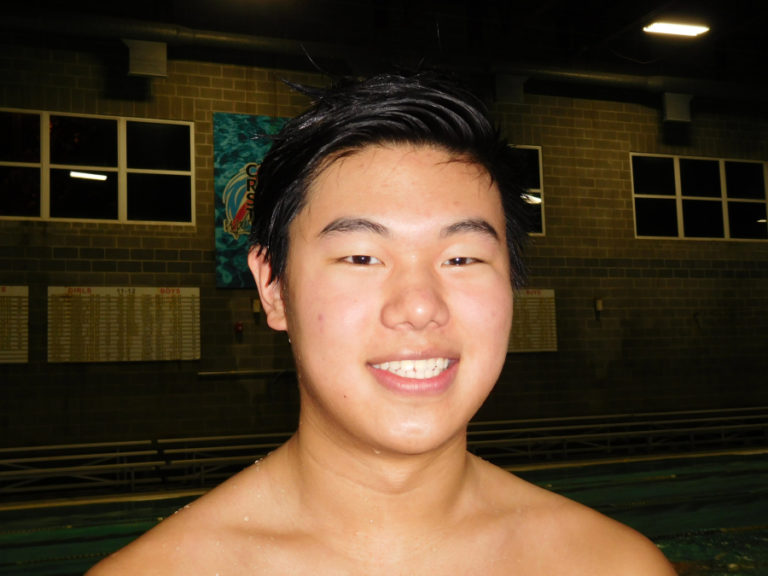 Camas boys swim team co-captain Chris Xia