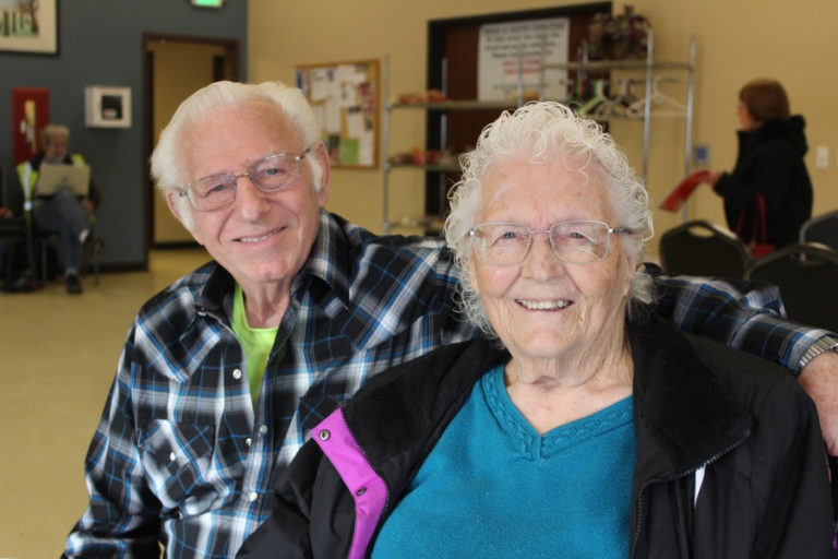 Dave Harding (left) and Maxine Terrill, the past president of the Washougal Senior Association (right), have been dating for three years. The couple met at the Washougal Senior Center.