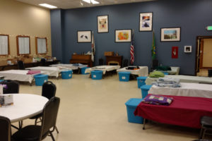 A $3,500 emergency grant from the Camas-Washougal Community Chest purchased 20 cots for the Washougal-Camas severe weather shelter (pictured Monday, Feb. 4), in the Washougal Community Center. The Community Chest funding, provided by donations from individuals and companies in the Camas-Washougal area, also bought food and toiletries for the shelter guests, as well as cleaning supplies. (Contributed photos courtesy of Robert Barber)