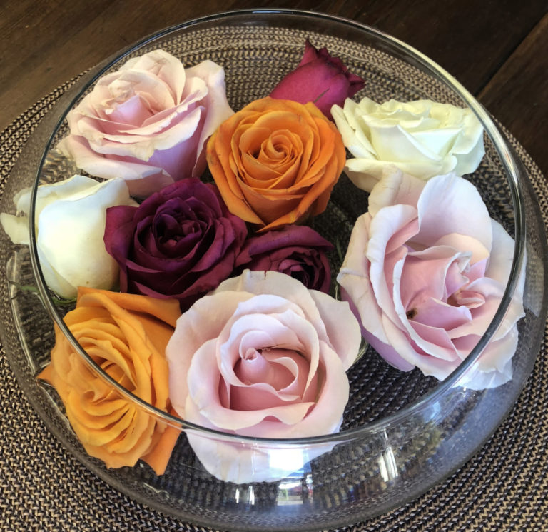 Fresh flowers floating in a bowl greet visitors at the Coventry Gardens of London floral design studio on Friday, March 1.