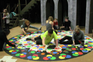 Members of the Camas High School drama department prepare the school's stage on March 11. "The Hunchback of Notre Dame" will open Thursday, March 14. 