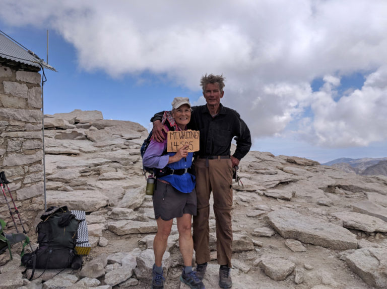 Boni and Dave Deal celebrate reaching the summit of Mount Whitney. The Camas couple hiked 15 miles uphill in one day to make it to the top.