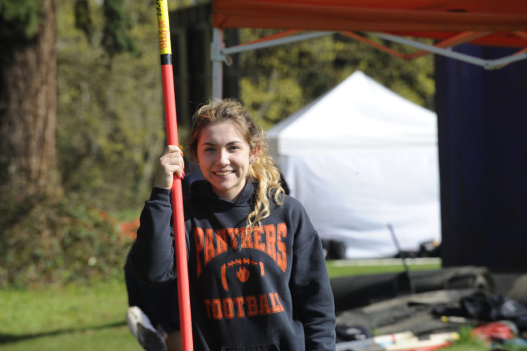 Washougal High sophomore Katie Stevens has discovered a lifetime of gymnastics has prepared her well for pole vaulting.