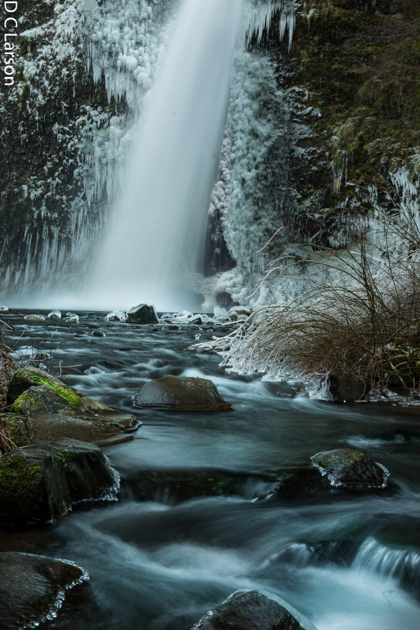 A photo of Horsetail Falls in the winter. Contributed photo by Dale C.