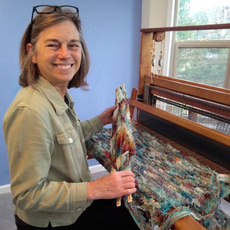 Washougal artist Kathy Marty creates a rug using Pendleton Woolen Mills scraps on her home loom. Marty is one of several artists taking part in the 2021 Washougal Studio Artists Tour, happening Saturday and Sunday, May 8-9.
