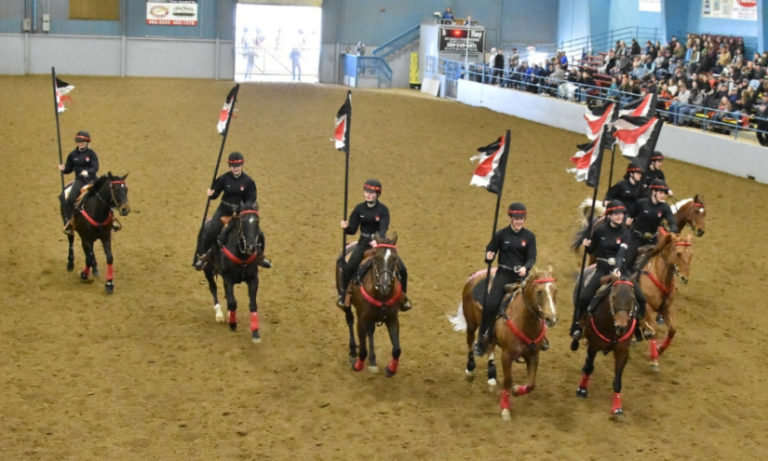 This performance in Elma on April 27 earned the Camas equestrian drill team a trip to the upcoming state meet in Moses Lake.