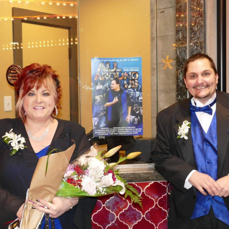 Jyl Straub (left) and Seth Michael (right) attend the premiere of &quot;All Around Us&quot; at the Times Theater in Seaside, Ore.