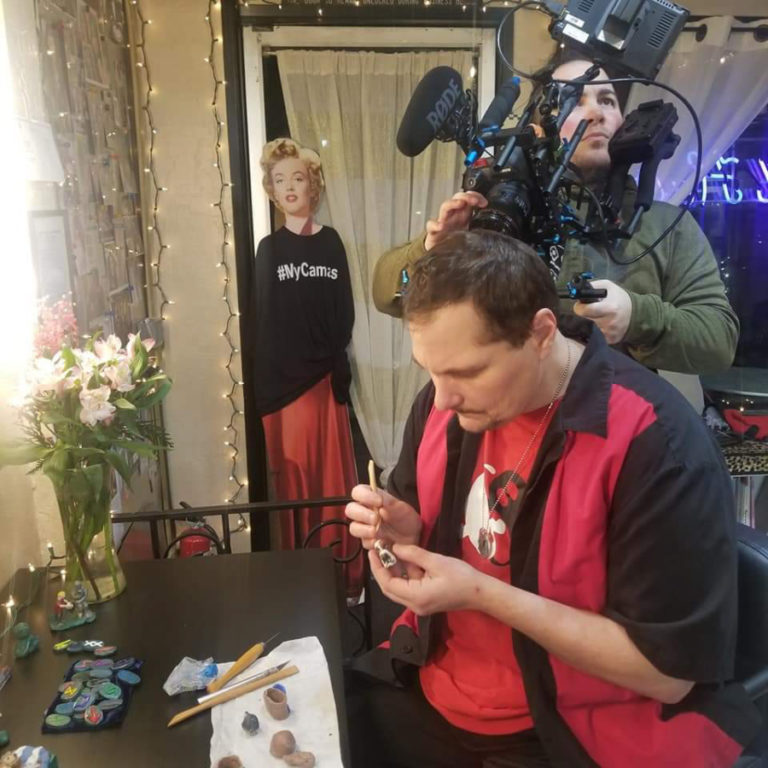 Camas psychic/medium Seth Michael (left) is filmed by Portland director Tristan David Luciotti (right) during the making of &quot;All Around Us.&quot; (Courtesy of Jyl Straub)