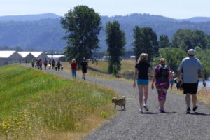The annual West Columbia Gorge Humane Society "Hike on the Dike," fundraiser, pictured here in 2018, will take place Saturday, June 8. (Contributed photo courtesy of West Columbia Gorge Humane Society)