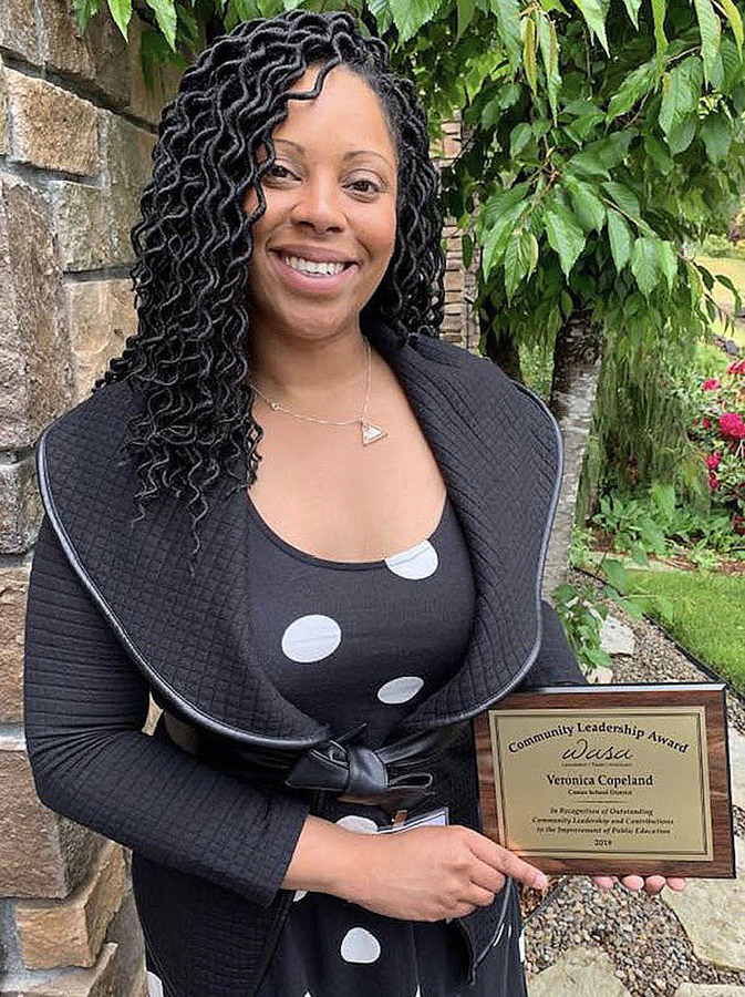 Former Camas resident Veronica Copeland was recently chosen for a Community Leadership Award by the Washington Association of School Administrators in recognition of her contributions to the Camas School District's new equity policy.