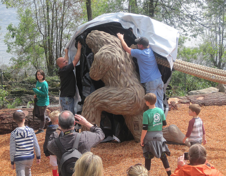 The Port of Camas-Washougal unveiled &quot;Eegah,&quot; a 9-foot-tall sasquatch sculpture at the heart of the new natural play area at the Washougal Riverfront Park and Trail, on Friday, June 7.