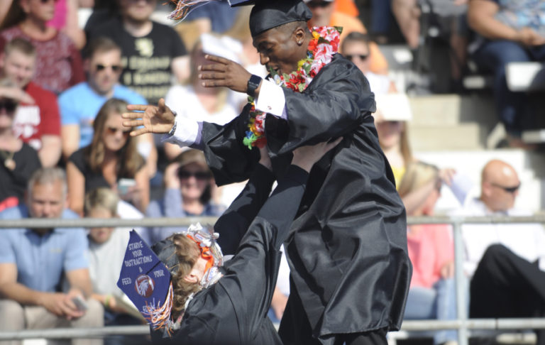 Washougal High class of 2019 graduates get playful during their graduation ceremony.