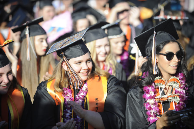 Washougal High School class of 2019 graduates attend their June 8 graduation ceremony. This year&#039;s crop of seniors had 211 graduates and a nearly 90-percent graduation rate, the best in recent history at Washougal High.